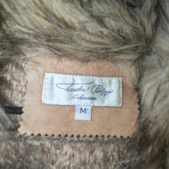 Tasha Polizzi Collection M Faux Fur and Suede Western Boho Vest Tan Brown - Picture 4 of 5